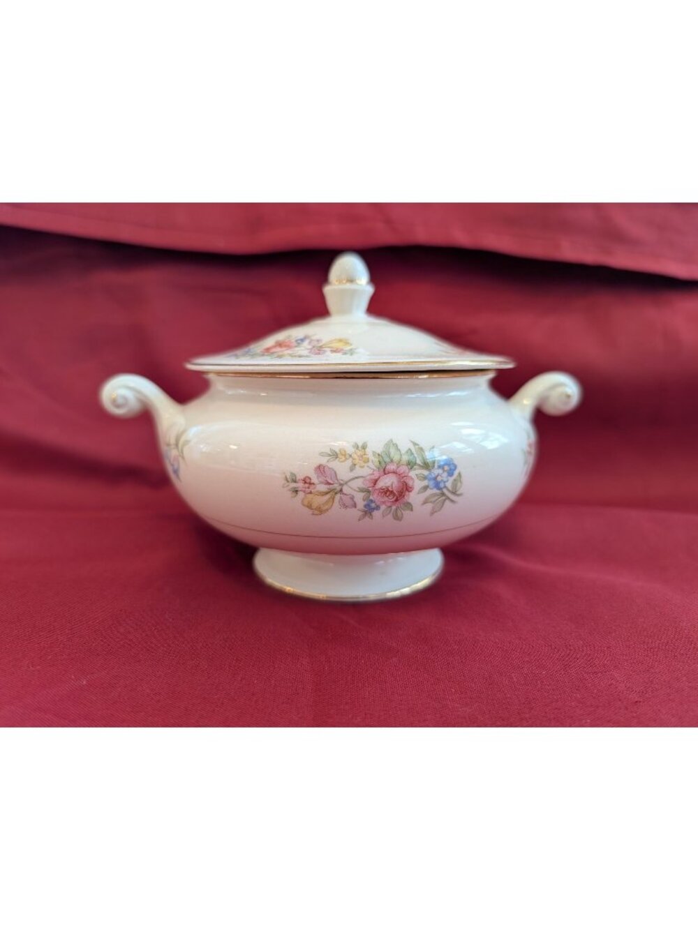 Vintage Homer Laughlin Eggshell Nautilus Sugar Bowl Ferndale Pattern Gold Trim